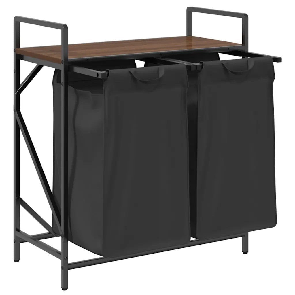 Cesto della Biancheria 2 Scomparti con Ripiano Rovere Marrone CFW9493401