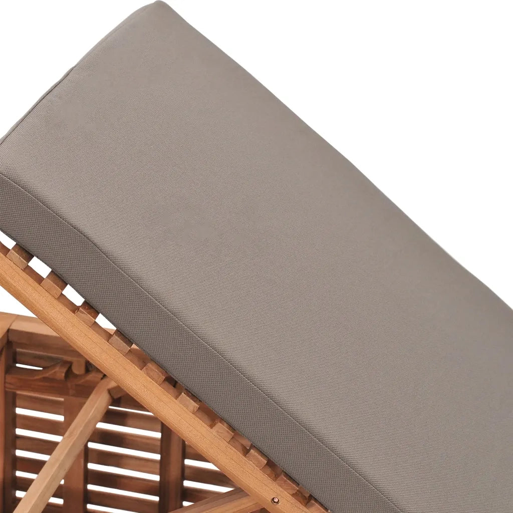 Lettino Prendisole con Cuscino Grigio Scuro in Legno di Teak 316038