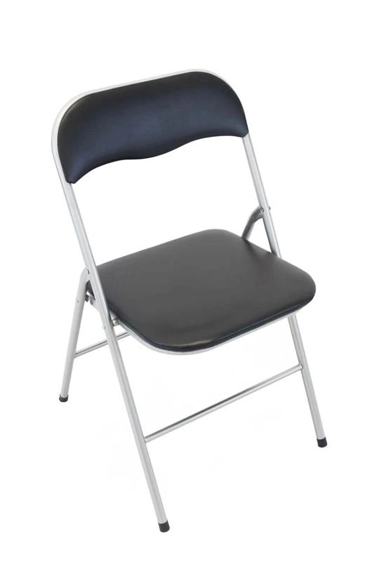 SEDIA PIEGHEVOLE SLIM NERA OPACA IN METALLO CON IMBOTTITURA 79HX45X44 CM OKX