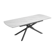 Tavolo da pranzo OPHIRA – Estensibile 180 a 230 cm – Effetto marmo bianco – Piedi in metallo – Stile contemporaneo