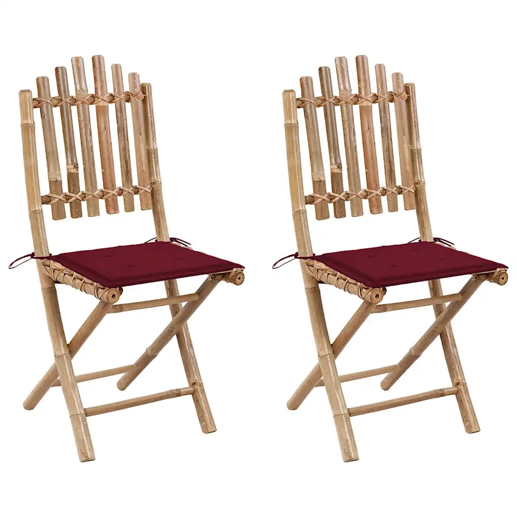 Sedie da Giardino Pieghevoli 2 pz con Cuscini in BambÃ¹ cod mxl 8101