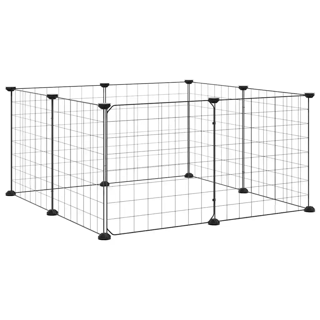 Gabbia per Animali 8 Pannelli con Porta Nero 35x35 cm Acciaio cod mxl 75276