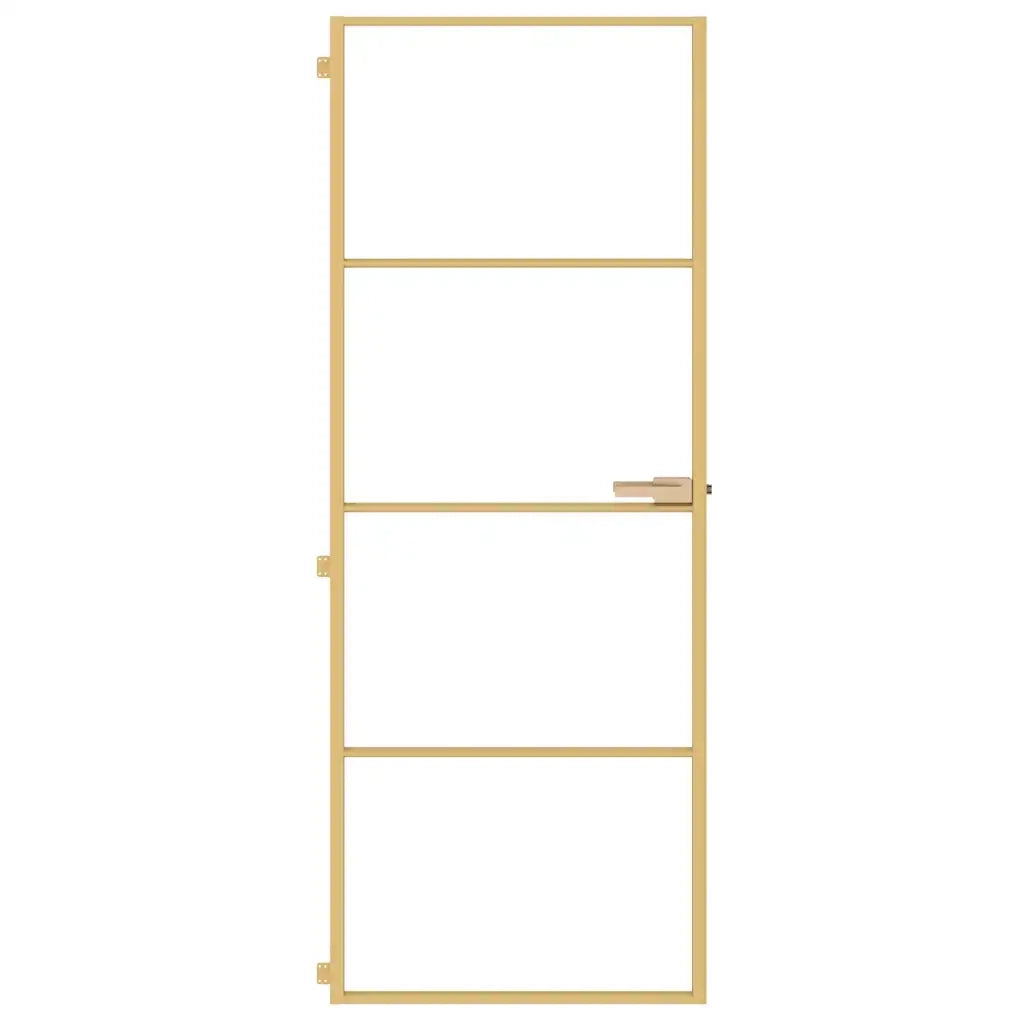 Porta Interni Sottile Oro 76x201,5cm Vetro Temperato Alluminio 155132
