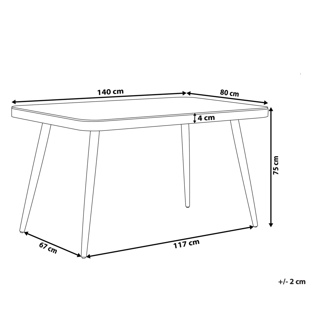 Tavolo da Pranzo da Giardino Grigio Finitura Opaca 140 x 80 cm Alluminio 4 Persone Rettangolare Minimalista Industriale
