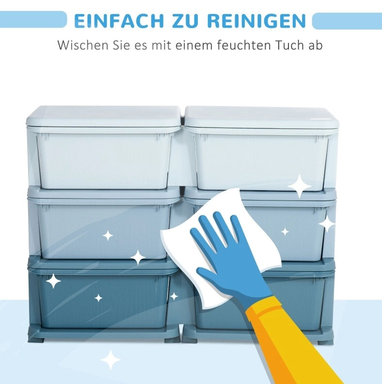 Cassettiera organizer per bambini con 6 cassetti blu