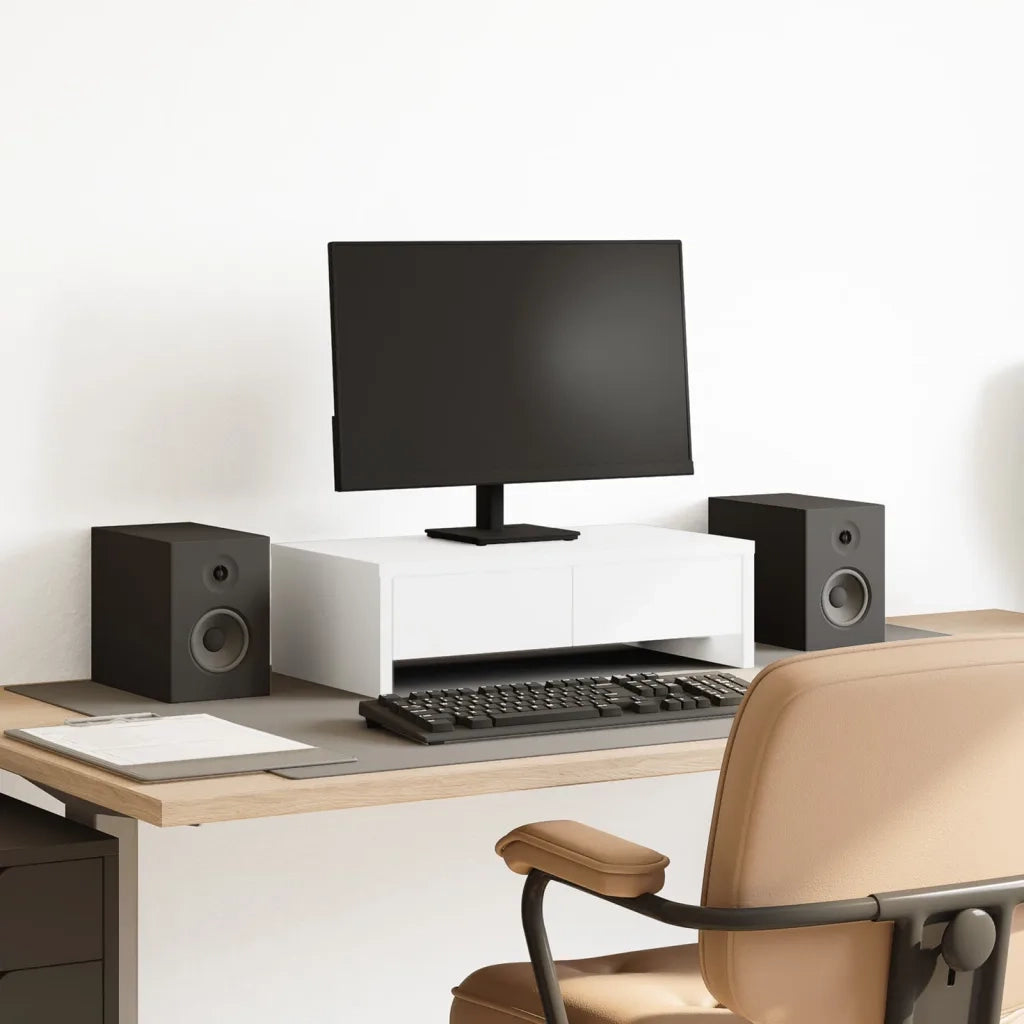 Supporto Monitor con Cassetti Bianco 50x27x15 cm in Truciolato 854661