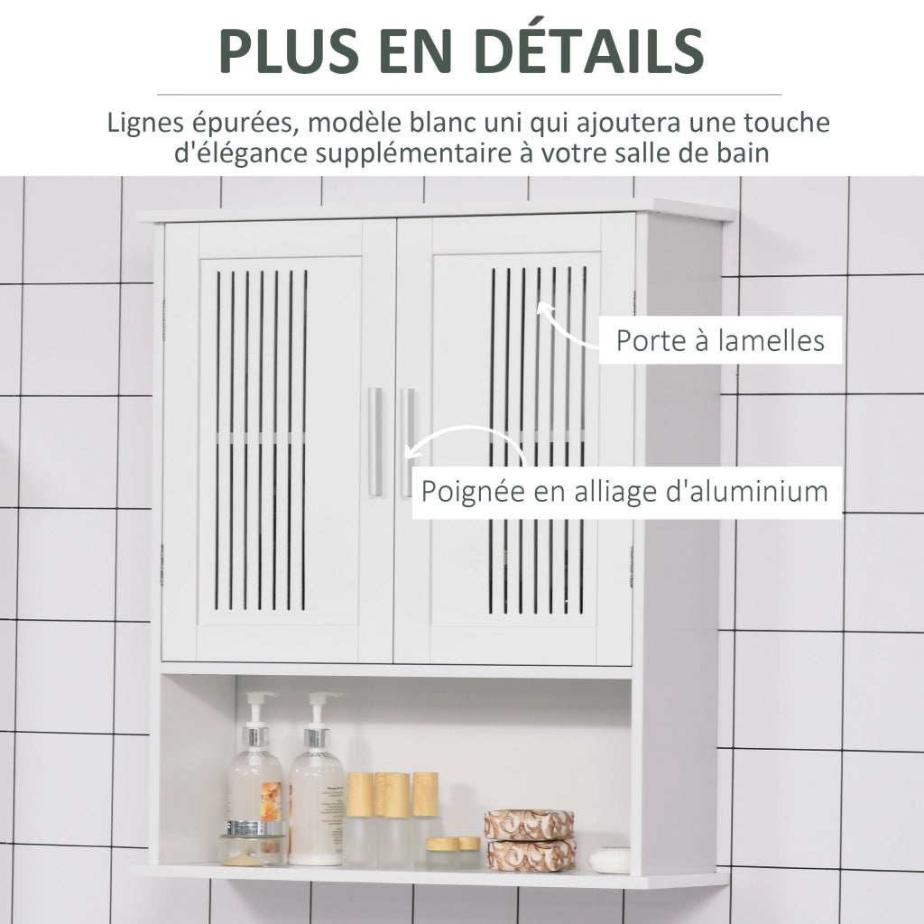 Mobile bagno pensile a parete con ante e ripiano ¨C Xylo ¨C Bianco 60x20x70 cm