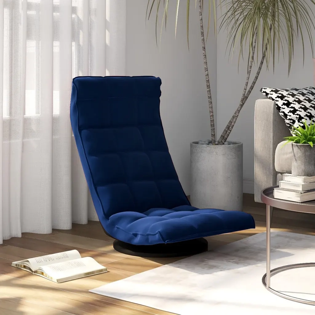 Sedia da Pavimento Girevole Blu in Velluto CFW8817733