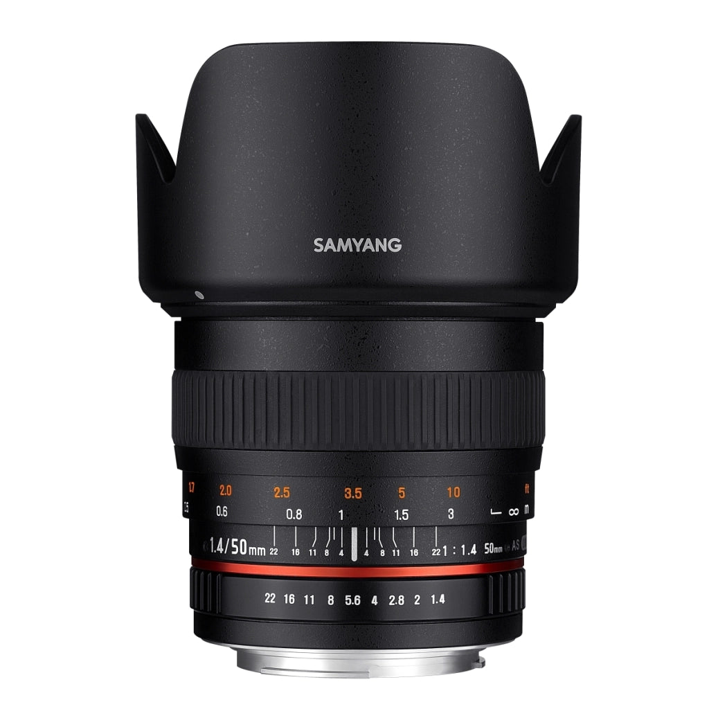 MF 50mm F1.4 per Canon EF - adatto per sensori full-frame e APS-C, profondità di campo ridotta e bokeh raffinato, con custodia e paraluce inclusi