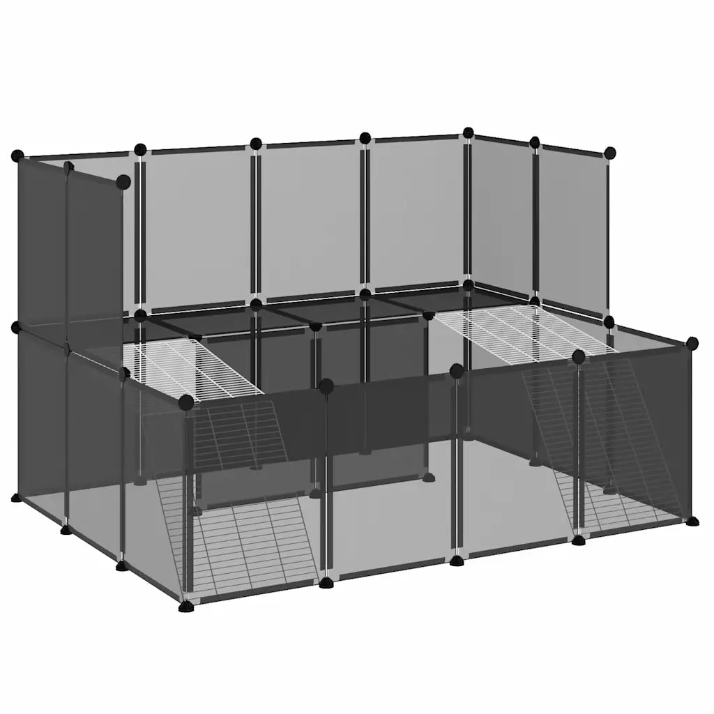 Gabbia per Piccoli Animali Nera 143x107x93 cm in PP e Acciaio 340569