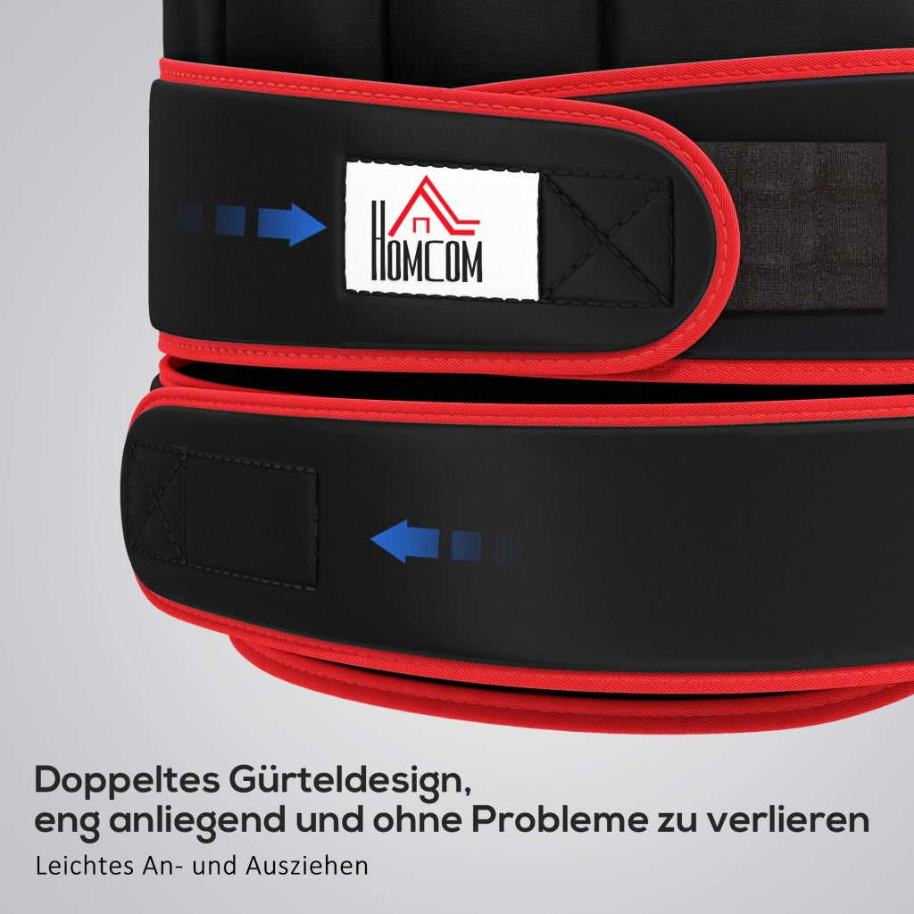 Gilet Pesi per Allenamento con Cinture Doppie Regolabile ¨C zephmum ¨C Nero e Rosso 60x50 cm