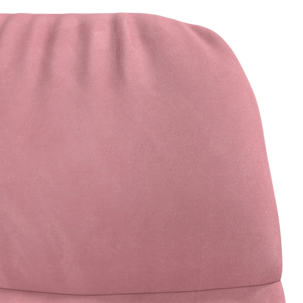 Poltrona a Dondolo con Poggiapiedi Rosa in Velluto