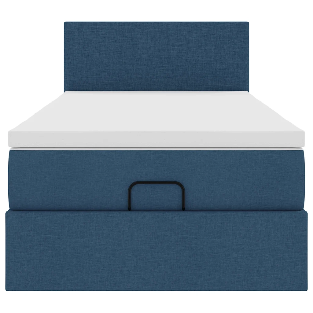 Pouf Letto con Materasso Blu 90x200 cm in Tessuto