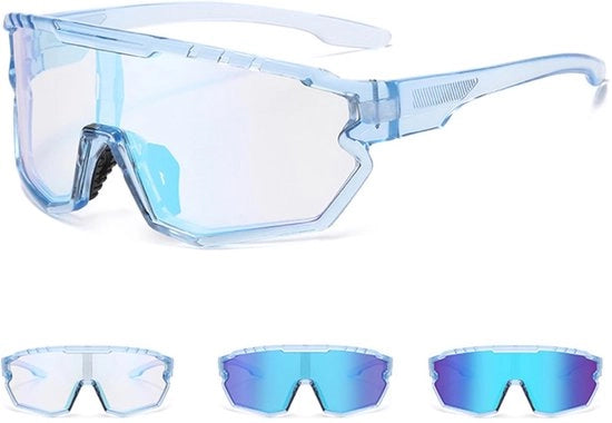 Sistema di protezione per gli occhi da bicicletta fotochromico - UV400 - Protezione per uomini/donne - MTB - Occhiali da sole - Montatura blu - Regolazione automatica di luminosità