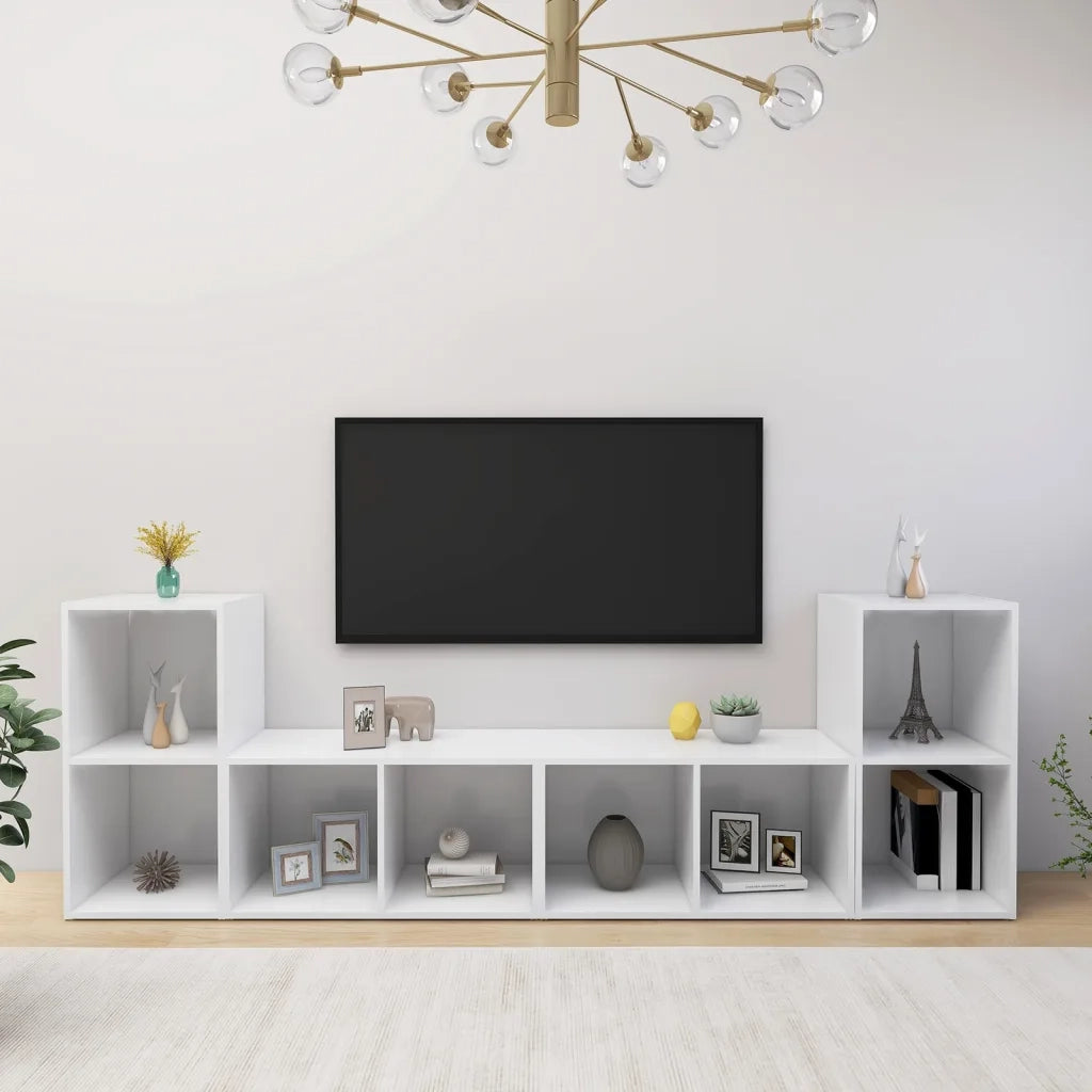Mobili Porta TV 4 pz Bianco 72x35x36,5 cm in Legno Multistrato 3079970