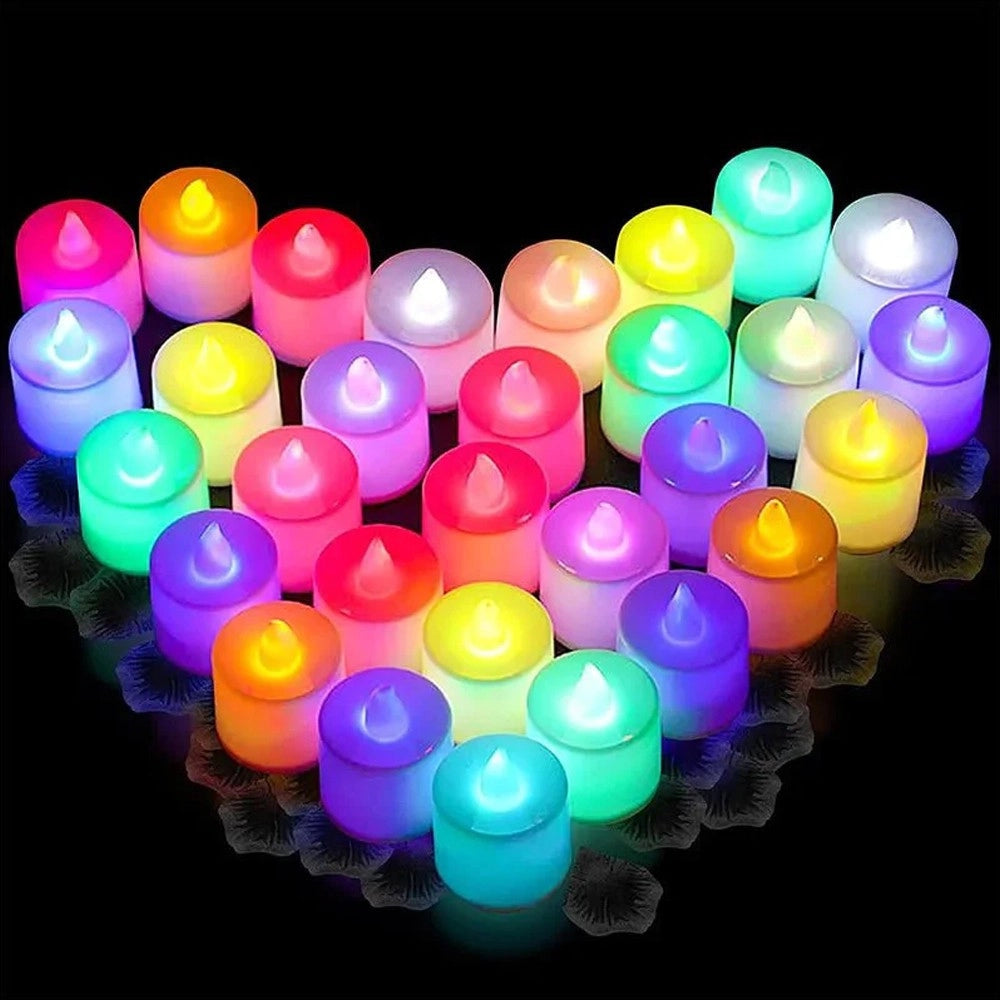 Trade Shop - 12pz Candela Candele A Led Rgb Lampada Cambia Luce Multicolore Batteria Inclusa -