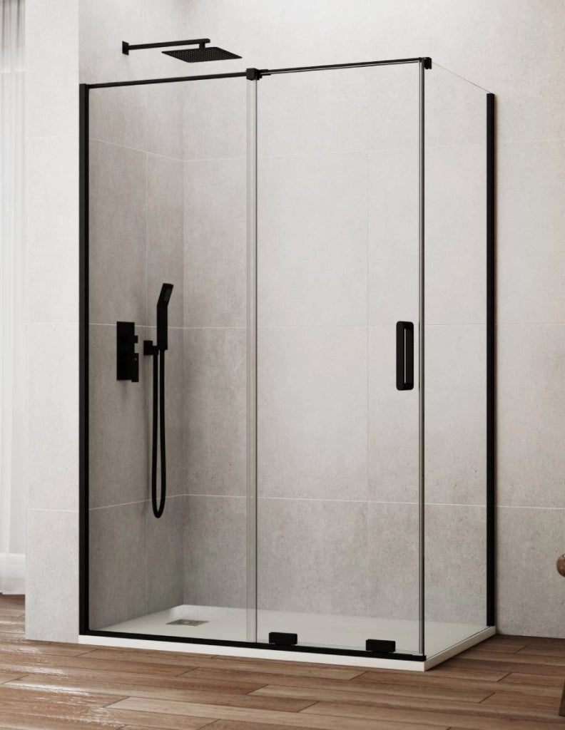 Box doccia CIRENE (KENNA) 1+1 con lato fisso laterale 150x70 cm Nero Barra Parallela