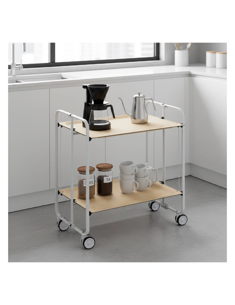 Carrello da cucina pieghevole grigio con ruote BAUHAUS 2 ripiani