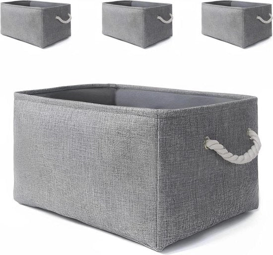 Cassetto di archiviazione per tessuti spessi con maniglie per pannelli giocattoli - grigio - set da 4 pezzi