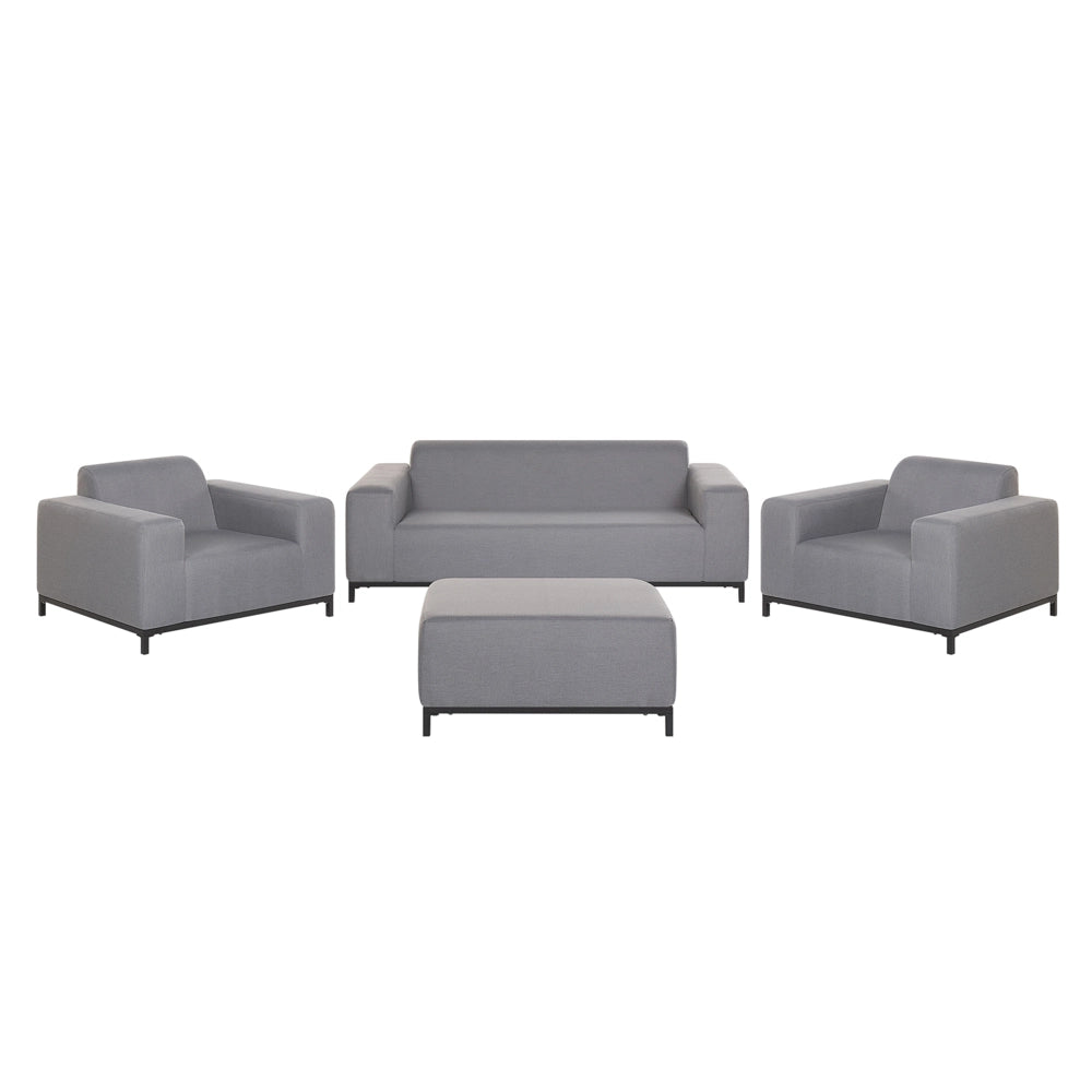 Set da giardino Rivestimento in tessuto beige Gambe in alluminio Nero con ottomana 5 posti resistente alle intemperie per esterni