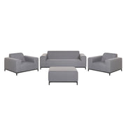 Set da giardino Rivestimento in tessuto beige Gambe in alluminio Nero con ottomana 5 posti resistente alle intemperie per esterni
