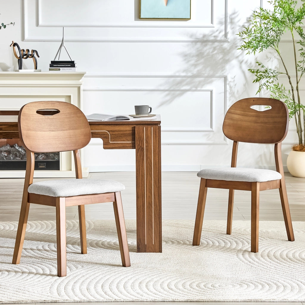 Sedia da Pranzo Set da 2 con Schienale Ovale Ergonomico e Seduta Imbottita, in Legno, Grigio