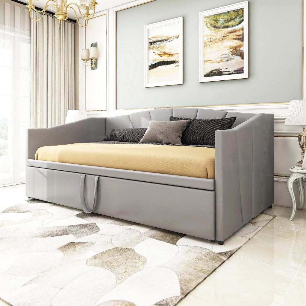 Divano letto 90x200 cm estraibile; velluto grigio (Senza materasso)
