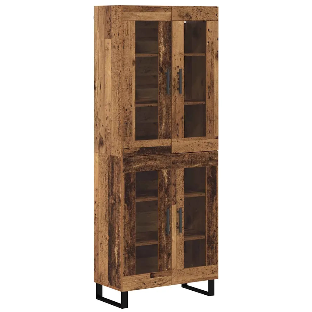 Credenza 2 pz-Set di 2 Buffet-Armadio da cucina Legno vecchio Legno Stratificato e Vetro 703532
