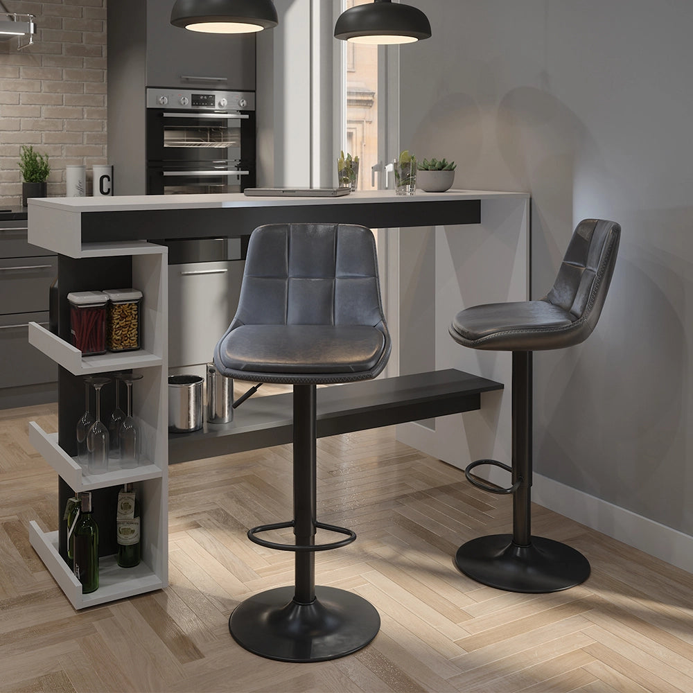 Set di 2 sgabelli da bar Sena Grigio/Nero 42 x 86 cm Vicco