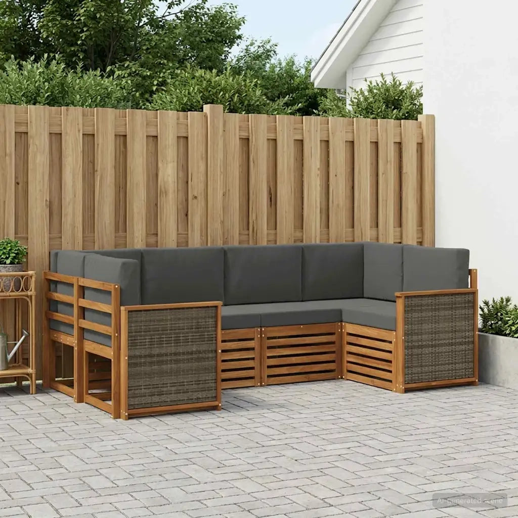 Set divano sezionale con cuscino 5 pcs Naturale e Antracite 3384768