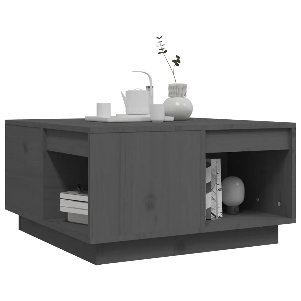 Tavolino da Salotto Nero 60x61x32,5 cm Legno Massello di Pino 814531