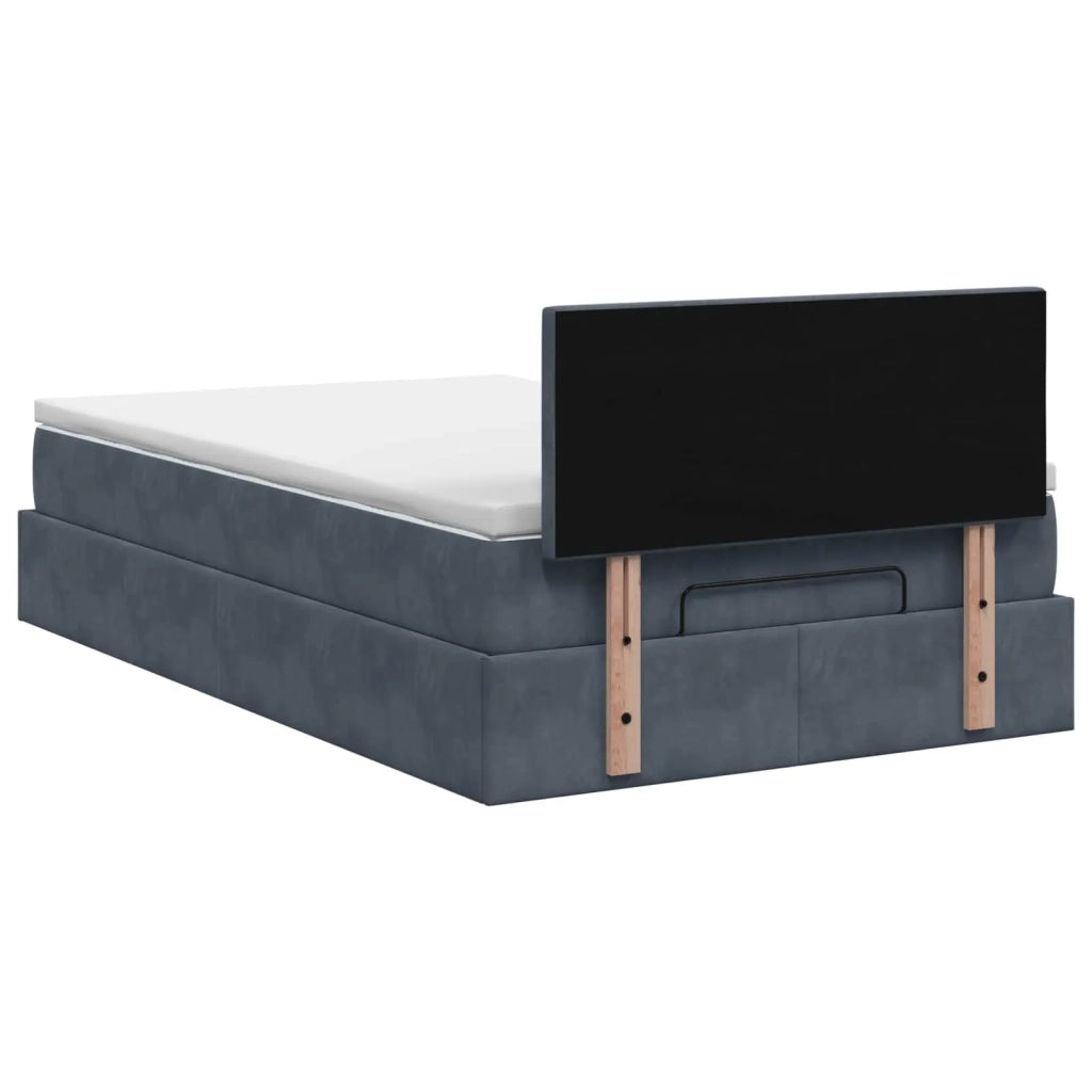 Letto Ottomano con Materasso e LED Grigio Scuro 120 x 190 cm 3458362
