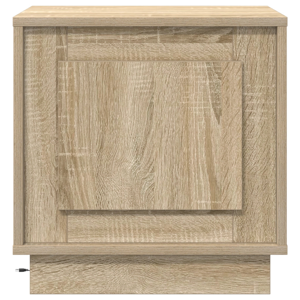 Comodini con Luci LED 2 pz Rovere Sonoma 44x34,5x45 cm