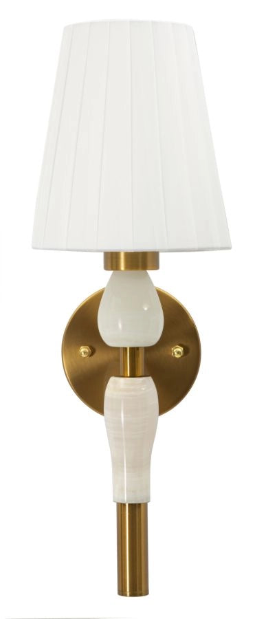 Lampada da Muro Budapest 16x20x46 cm in Ferro e Tessuto Oro e Bianco