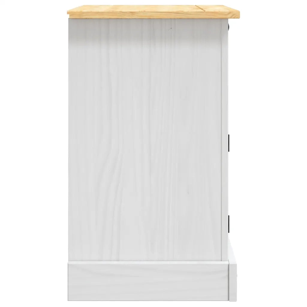 Comodino | Armadio da Notte | Mobiletto da notte in Legno di Pino Messicano Corona Bianco 53x39x67 cm