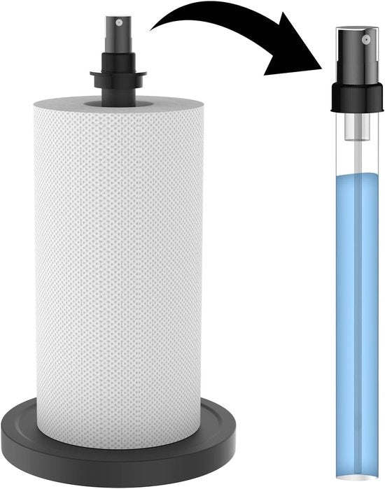 Sostegno per asciugamani in carta con flacone - unico pulsante - 1 pezzo - nero - plastica