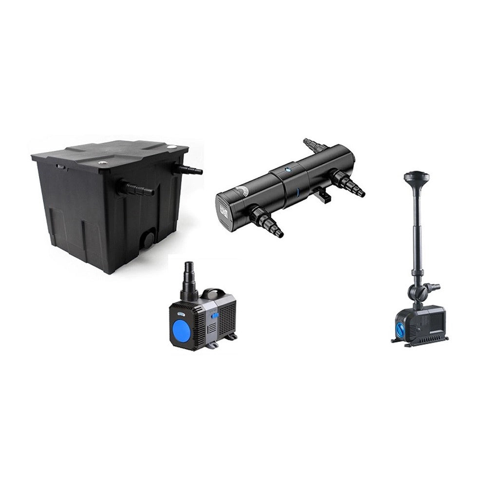 SunSun Kit ECO CBF fino a 10000 litri con filtro biologico, pompa risparmio energetico, UV-C e giochi d'acqua