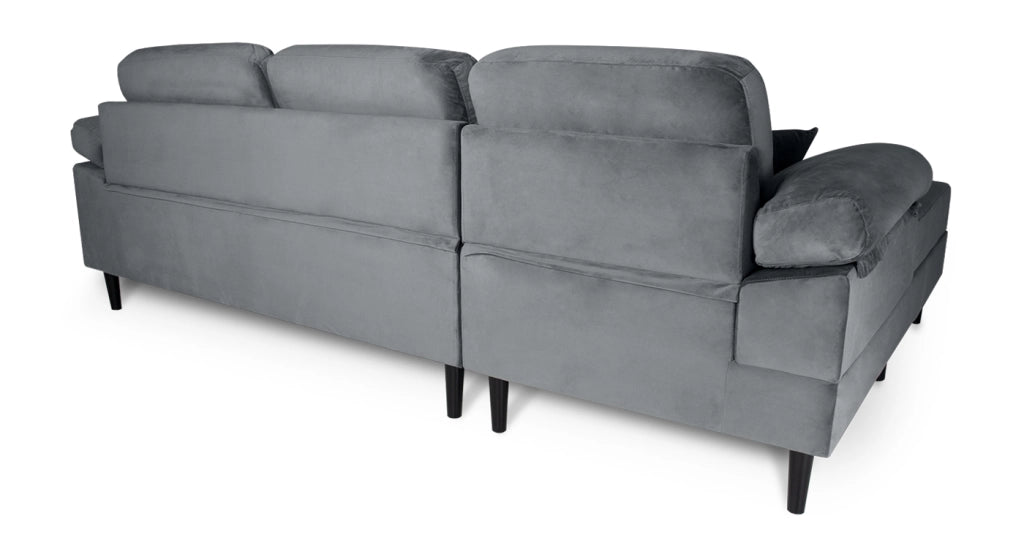 Divano angolare 3 posti con chaise longue sinistra velluto grigio - Washington - DI-WA01VLT-CLSX