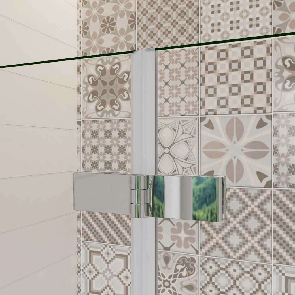 H.140 cm Sopravasca da Bagno da 120 cm Doccia Due Ante Pieghevoli a Libro Vetro Temperato 6 mm Anticalcare Telaio Cromato Lucido