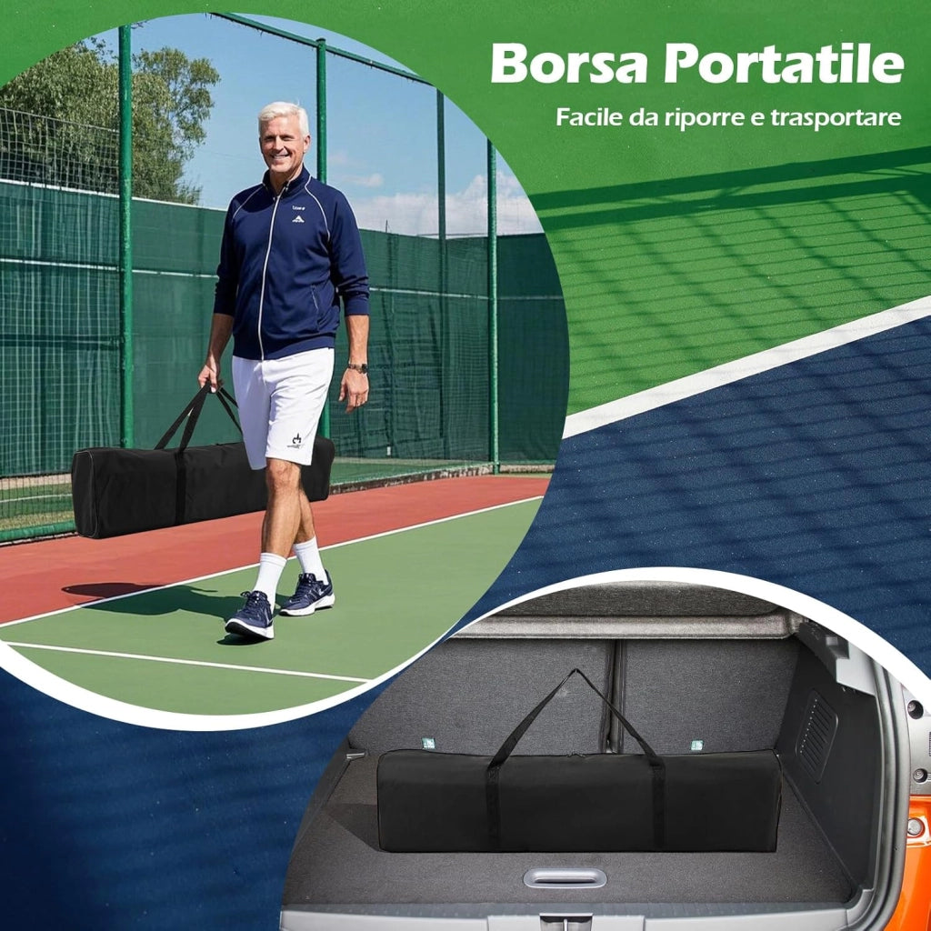Rete Pickleball Portatile da 6,7 m con Ruote, Rete per Tennis con Telaio in Metello e Borsa da Trasporto, per Badminton ed Allenamento Multifunzionale Resistente da Interno ed Esterno