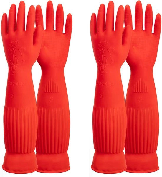 Manici extra lunghi in gomma da 45 cm, da 2 pezzi, riutilizzabili, impermeabili, con presa antiscivolo, per pulizia domestica, lavaggio auto e giardinaggio, medio
