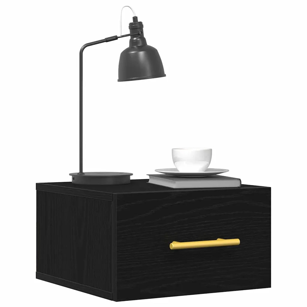 Set di 2 Comodini | Armadio da Notte | Mobiletto da notte Rovere Nero 35 x 35 x 20 cm
