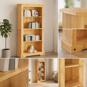 Bookcase With 4 Compartments, Mexican Style, Pine Wood, 80x29x150 Cm