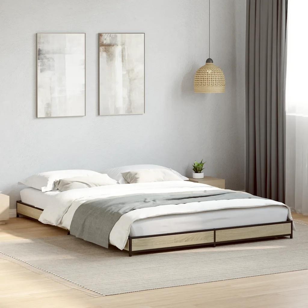 Giroletto-Struttura Letto Rovere Sonoma 120x200 cm in Legno Multistrato Metallo 151848