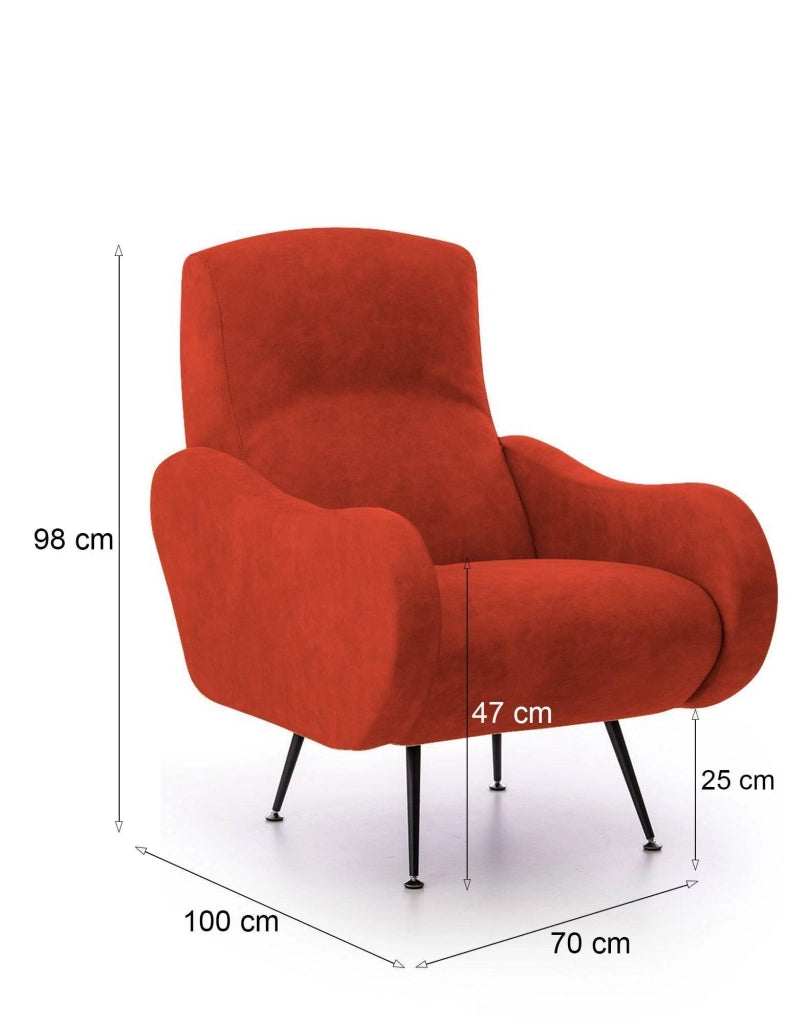 Poltroncina Lasnigo, Poltrona Braccioli Made in Italy, 70x100x98h cm Arancione