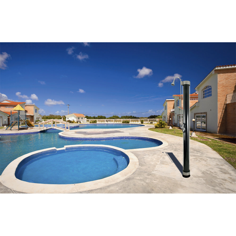 Doccia Solare da Giardino 28L Miscelatore e Lavapiedi ATI Docce N Grigio Antracite