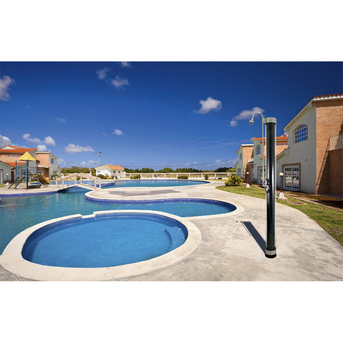 Doccia Solare da Giardino 28L Miscelatore e Lavapiedi ATI Docce N Grigio Antracite