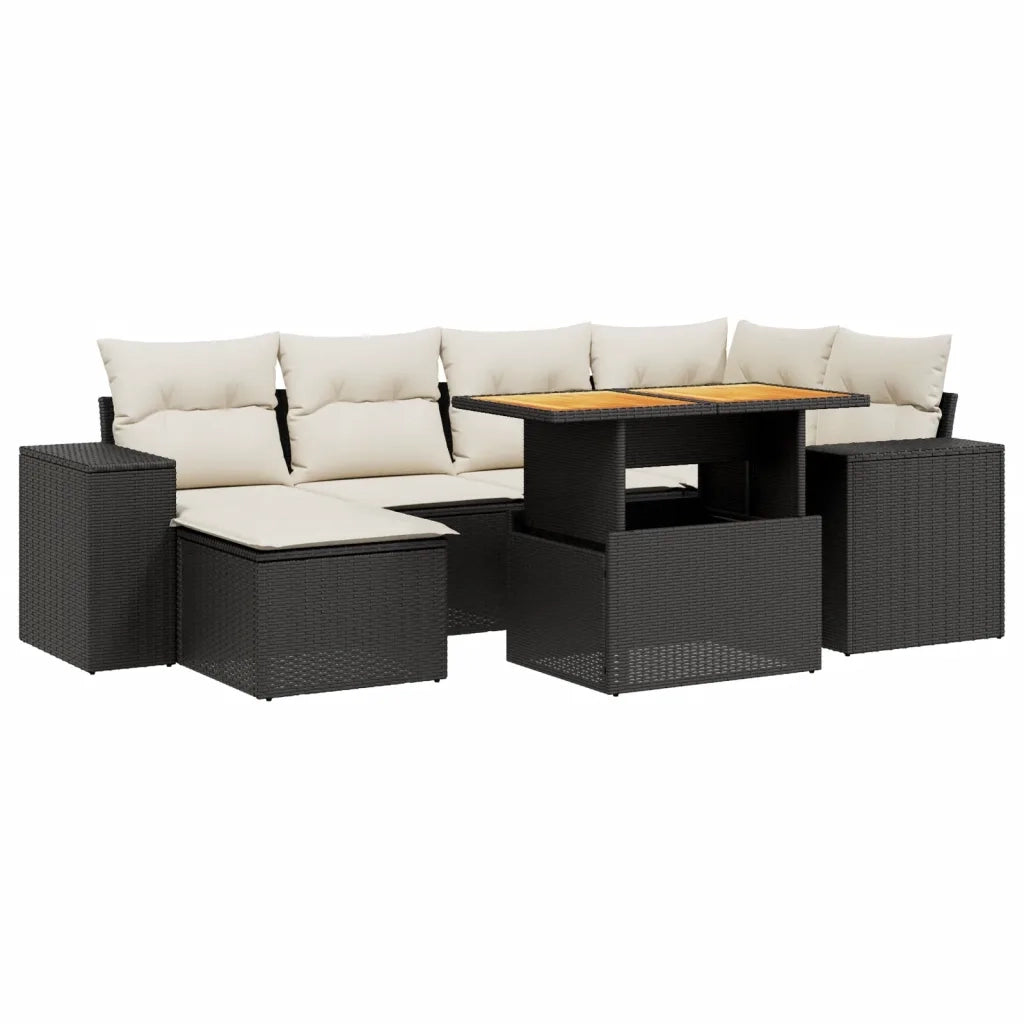 Set Divani da Giardino con Cuscini 7pz Nero Polyrattan 3272736