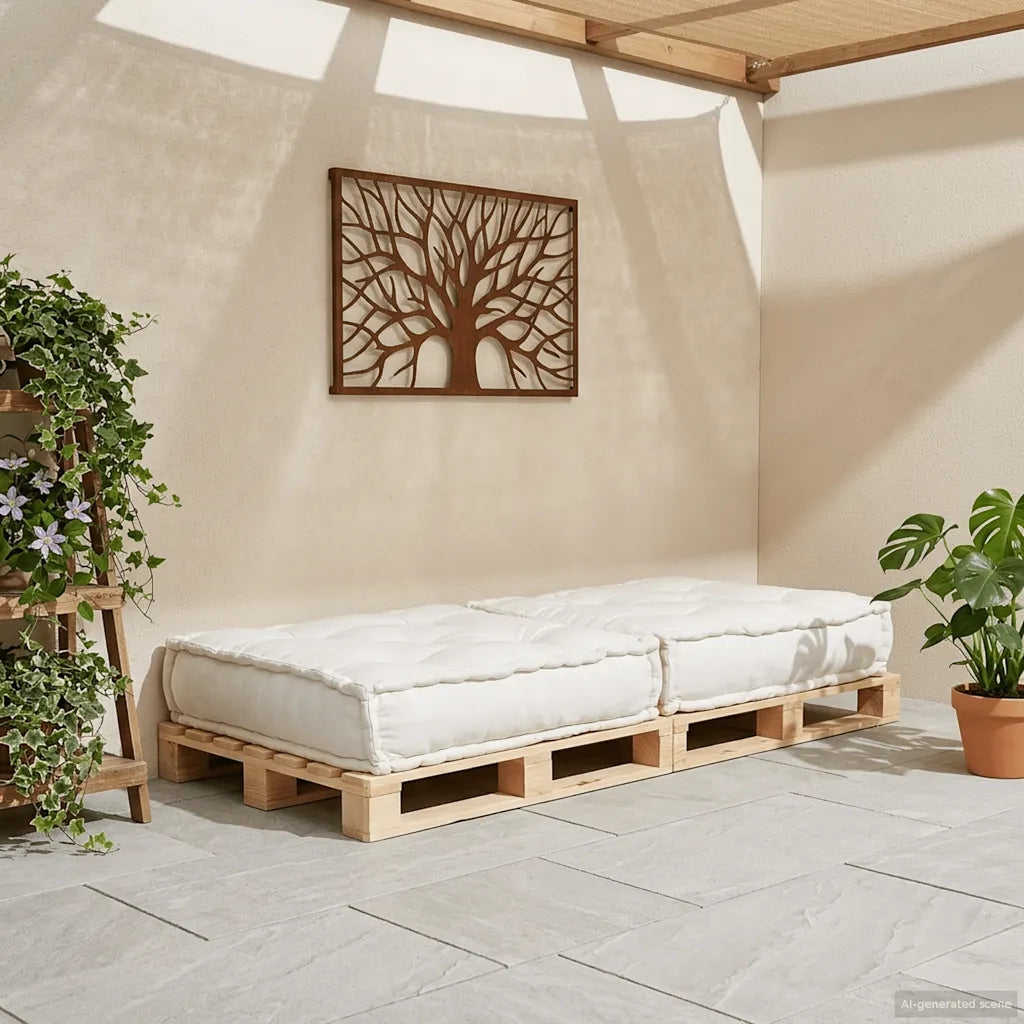 Pouf Modulare Crema 70x70x36 in Tessuto