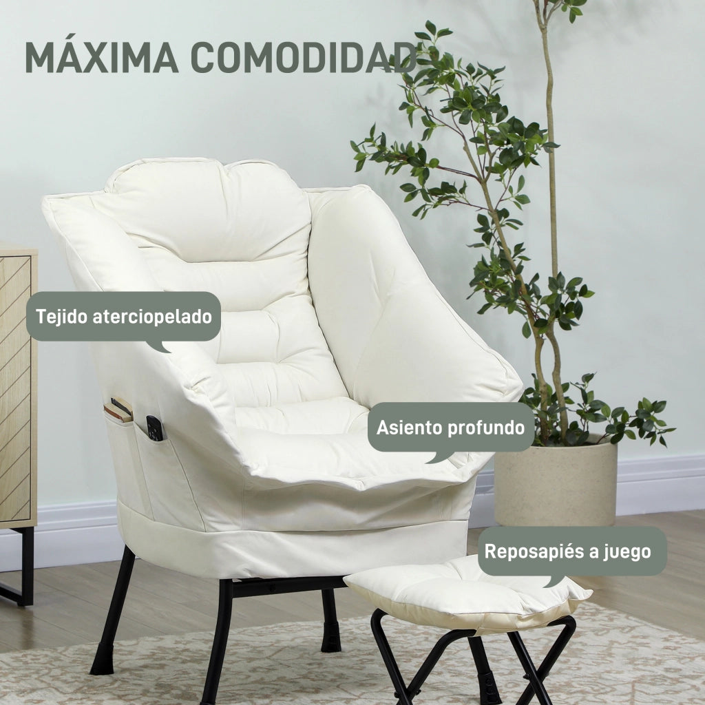 Poltrona Relax con Poggiapiedi ¨C Zephmum ¨C Crema